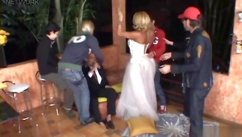 Slutty blonde slut gets her tight pussy pounded